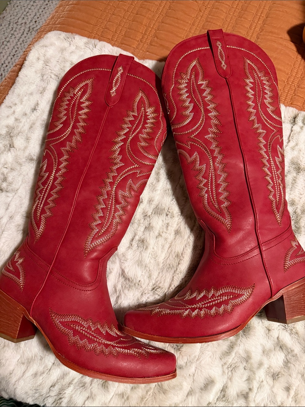 Red Embroidered Western Cowboy Boots